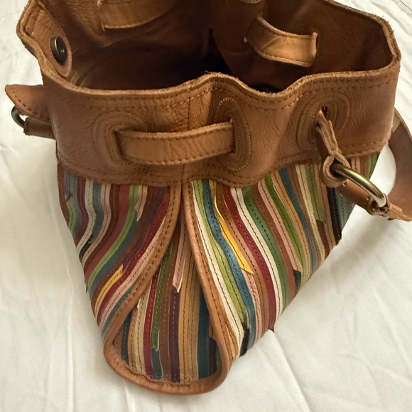 NWT 100% Genuine Leather Lucky Brand Shoulder Bag with Leather Accents - Picture 6 of 16